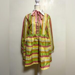 Sister Jane Glitter Stripe Collared Babydoll Mini Dress